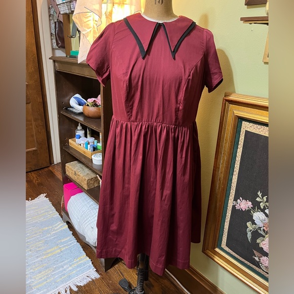 Tuesday of California NWT double dagger dress in oxblood - Picture 3 of 16